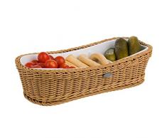 Saleen Korb mit herausnehmbarer, dreigeteilter Porzellan-Schale, Gastrotauglich, Rechteckig, Maße: 31,5 x 13,5 x 7,5 cm, Kunststofffaser/Porzellan, Beige/Weiß, 02101804160