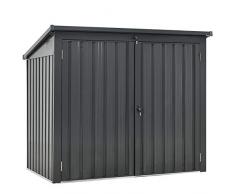 Juskys 2er Mülltonnenbox Genk 1,6m² grau| 2 Mülltonnen je 240 Liter I abschließbare Doppeltür I Metall Mülltonnenverkleidung Müllbox