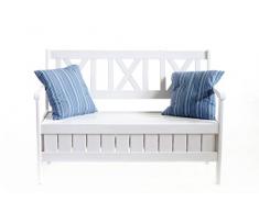 Ambientehome Bank, Massivholz Truhenbank EVJE 120 cm Gartenbank, weiß, 127x63x88 cm, 90459