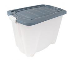 Rollbox 60x38x44cm Aufbewahrungskiste Spielzeugkiste Transportbox Utensilien, Farbe:Deckelfarbe grau