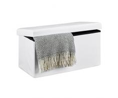 Relaxdays Faltbare Sitzbank XL 38 x 76 x 38 cm HxTxB stabiler Sitzcube mit praktischer Fußablage als Sitzwürfel aus Leinen als Aufbewahrungsbox mit Stauraum und Deckel zum Abnehmen für Wohnraum, weiß