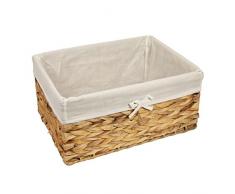 WoodLuv Rattan-Korb, Regalkorb, mit Stoff-Innenfutter, Größe L.