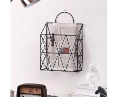 Wankd Zeitschriftenhalter hängenden Wand montiert Zeitung Periodensystem Buch Dokument Datei Veranstalter Korb Metallregal Lagerbehälter Display-Ständer (Schwarz, 25.5 * 10 * 38cm)
