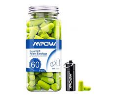 Mpow 055A Ohrstöpsel Gehörschutz 60 Paar, 34dB SNR-Gehörschutzstöpsel mit Tragbarer Aluminium-Box, Weichen Schaumstoffstöpsel für Schlafen, Bauen, Schießen, Arbeit, Lernen-Grün