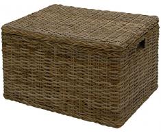 Spielzeugtruhe/Wäschetruhe mit Griffen Allzweck-Korb Truhe Aufbewahrung Box aus echtem Rattan 60x45 (Grau Natur)