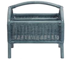 Zeitungsständer / Magazinsammler aus Natur-Rattan in der Farbe Blau (Hell)