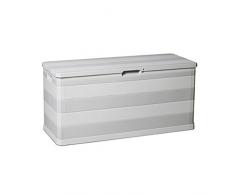 Kreher Kissenbox Elegance in Hellgrau. Mit 280 Liter Nutzvolumen, passend für Kissen, Decken und Stuhlauflagen. Maße 117 x 45 x 56 cm