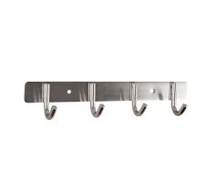 Gedotec Hakenleiste Garderobe - Küche Kleiderhaken Edelstahl - GR10148 | Garderobenleiste mit 4 Haken für Kleidung - Schlüssel | Wand-Haken zum Schrauben | 1 Stück - Design Garderobenhaken-Leiste Türe