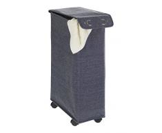 WENKO Wäschesammler Corno Prime-/Wäschekorb, mit Deckel Fassungsvermögen: 43 l, 18, 5 x 60 x 40 cm, blau meliert