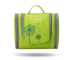 Kulturtasche Frauen Kosmetiktasche Zum Aufhängen Mann Waschtasche Wasserdicht Leicht Kulturbeutel Haken Fächern Groß Grün