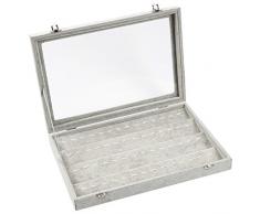 Schmuck Vitrine - samt Anhänger Schmuck Schaufenster Display Organizer, stapelbar Schmuck Schublade Lagerung Inhaber für Anhänger und Charms, grau, 34,91 x 5,08 x 24,13 cm