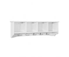 SoBuy® FRG48-L-W Wandgarderobe Wandhaken Hängeregal Badezimmerschrank mit 5 Haken weiß, B 72cm