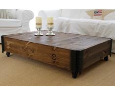 Couchtisch Truhe Holzkiste Beistelltisch Vintage shabby chic Landhaus Massivholz nussbaum