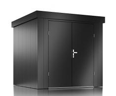 ILESTO Gerätehaus John aus Stahl: 226x226x213cm | Gartenhaus Metall - modern mit Flachdach | Geräteschuppen für den Garten optional mit Zubehör | Gartenhütte Zweiflügeltür, Anthrazit