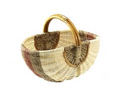 Kobolo Henkelkorb Bügelkorb Einkaufskorb Autokorb Rattankorb Natur mit braunem Seegras