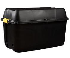 Kreher XXL Transportbox, Kissenbox mit Nutzvolumen ca. 175 Liter. Aus Kunststoff in Schwarz mit Rollen und Deckel. Abschließbar. Maße BxTxH ca. 93 x 55 x 53 cm.