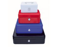 Wedo 145402H Geldkassette (aus pulverbeschichtetem Stahl, versenkbarer Griff, Geldnoten- und Belegeklammer, 5-Fächer-Münzeinsatz, Sicherheits-Zylinderschloss, 30 x 24 x 9 cm) rot