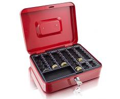 Geldkassette 25 cm groß abschließbar Münz Geld Zählbrett Kasse Safe Rot 250mm x 200mm x 70mm (B/T/H)