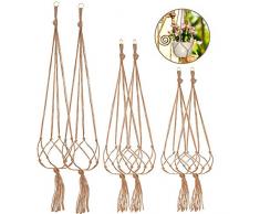 HAPPY FINDING 6 Stück Makramee Blumenampel Baumwollseil Hängeampel, Blumentopf Hängend Pflanzen Halter Aufhänger Pflanzenhalter für Innen Außen Decken Balkone Wanddekoration