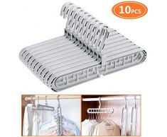 Emooqi Kleiderbügel Platzsparende, Magic Kleiderbügel-Organizer/Standard-Kleiderbügeln mit 9 Löchern,Innovative Design,Drehbarer, Rutschfester,Klappbarer Multifunktion Kleiderbügel
