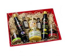 Präsentkorb für Feinschmecker gefüllt I Geschenkkorb für Männer und Frauen I Feinkost-Presentkorb glutenfrei und mediterran