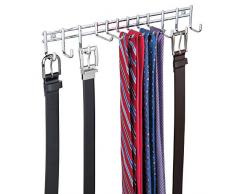 mDesign Hakenleiste wandmontiert – praktischer Krawattenhalter, Gürtelhalter – für Tücher, Taschen und Accessoires – Wandmontage, chromfarben