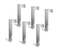 DeYoun Türhaken Edelstahl 6er Set, Kleiderhaken über Tür mit Schaumstoff Schutz | Kleider-Haken - Türgarderobe - Badezimmerhaken | Fensterhaken Deko | Handtuchhalter Verwendbar Ohne Bohren