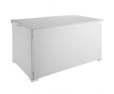 TecTake 800715 Aluminium Polyrattan Auflagenbox, wetterfeste und rostfreie Konstruktion, mit Gasdruckfedern, 750 Liter, 145 x 82,5 x 79,5 cm – Diverse Farben - (Weiß | Nr. 403277)