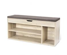 HOMFA Schuhschrank mit Sitzkissen Schuhbank Schuhtruhe Sitzkommode Schuhregal Schuhbank Schuhablage Sitzbank mit Stauraum für Flur Diele Verbindungsgang Braun 103.5*29.5*48cm