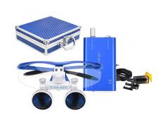 BONEW 3,5 x Dental Fernglas + 3 W LED Scheinwerfer mit Filter + Aluminiumbox blau