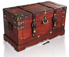 Brynnberg Schatztruhe groß mit Schloss 40x19x22cm Holztruhe Schatzkiste Piraten Schatzsuche Holz Kolonialstil Piratentruhe Geldtruhe