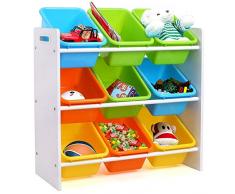 Homfa Aufbewahrungsregal Kinderregal Spielzeugregal Spielzeugkiste Kommode mit 9 Kunststoffkästen Multi Toy Organizer 65 x26.5 x 60cm
