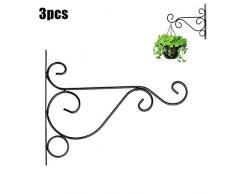 Bestice Pflanzen Wandhalterung Hängende Halterungen Haken Pflanzenkorb Kleiderbügelhalter Innen Außen Metallhalterungen mit Schrauben Garten Körbe Hängende Pflanzgefäße Laterne Windspiele (3PACK)