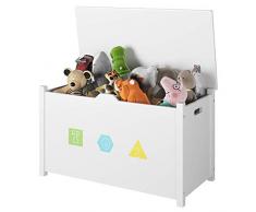 Homfa Spielzeugkiste Sitzbank Truhe mit Stauraum Sitztruhe Aufbewahrungstruhe Kindermöbel für Kinder,weiß 80 x 39.8 x 46cm