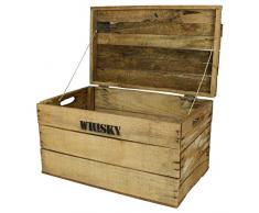 haus-garten-versand.de Whisky Holzkiste, groß (35x59x34cm), Vintage, Weinkiste, Obstkiste mit Deckel und Aufdruck