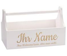LAUBLUST Geschenkkorb aus Holz - Präsentkorb Personalisiert mit Individueller Wunsch-Gravur - 34x18x20cm, Weiß, FSC®