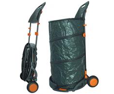 Agora-Tec® Laubsack/Gartensack 160l selbstaufstellend fahrbar mit Rädern und faltbahr inkl. Halterung für Laubbesen und Besen