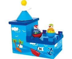 small foot 5819 Spieluhr & Spardose Olli & Bolli aus Holz, Piraten tanzen zu einer Melodie und fördern das Sparen