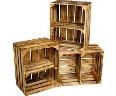 Kistenbaron Holzkiste im Vintage Look - Obstkiste Weinkiste Dekoration - Geflammt - 50 x 40 x 30 3er Set Ablage kurz/hochkant