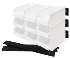 Lantelme Stapelbox 9 Stück Set mit 3 Wandleisten Aufbewahrungsbox weiß stapelbar Kunststoff Deutsche Herstellung 3936