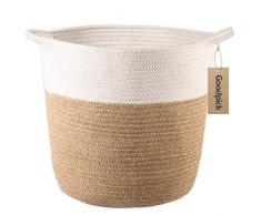 Goodpick Aufbewahrungskorb Geflochten aus Baumwollseil Wäschekorb im Kinderzimmer Dekorative Pflanzkorb, 40.6 x 38,1 x 32 cm