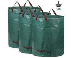 AIXMEET Gartenabfallsack, 300L Garten Laubsack Selbststehend aus Robuste Wasserdichtes Polypropylen-Gewebe (PP) (3 Pack)