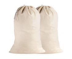 SweetNeedle - 2er Pack - 100% Baumwolle Extra große Heavy Duty Wäschebeutel in natürlicher Farbe - 71x91 CM (28x36 IN) - Sehr langlebig, Kordelzug mit Kordelzug, maschinenwaschbar und wiederverwendbar