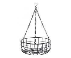 Spetebo Metall Aufbewahrungskorb 30cm schwarz - Metallkorb mit Kette zum aufhängen - Deko Korb Hänge Regal Drahtkorb Küche