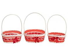 Kleenes Traumhandel 3er Set Osterkörbchen Osternest Ostern Korb Geschenk Deko Frühling Haus und Garten (Rot)