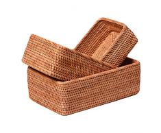 Billty 3er Set Weidenkorb Rechteckig Mehrzweck-Korb Rattan Aufbewahrungskorb aus Weide Regalkorb Schrankkorb Ablagekorb