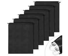 Yosemy Schuhbeutel 10 Stück Wasserabweisend Schuhtasche Staubdicht Schuhsack Schwarz Stoffbeutel mit Zugband Travel Aufbewahrungsbeutel Organizer für Reisen Zuhause, 42x33cm Schwarz