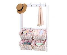 REGAL Ablagekorb Wand-Speicher-Korb-hölzernes Sich hin- und herbewegendes Speicher-Gestell-Rahmen-Rattan-Körbe (Color : Style 2)