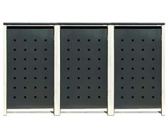 3 Tailor Mülltonnenboxen Basic Duo für 240 Liter Tonne/Stanzung 2 / Farbe RAL 7016 Anthrazit/Rahmen RAL 9006 hell Grau/Verschönern Sie Ihre unansehnliche Mülltonnen in Ihrem Hof und Garten!