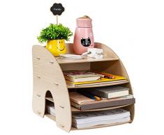 A4-Schreibtisch-Organizer aus Holz für Aktenordner, Bücherregal, Ablage für Zeitschriften, Schreibwaren, erweiterbares Regal, Aufbewahrungsschrank für Zuhause, Schule, Bürobedarf Farbe: Eiche